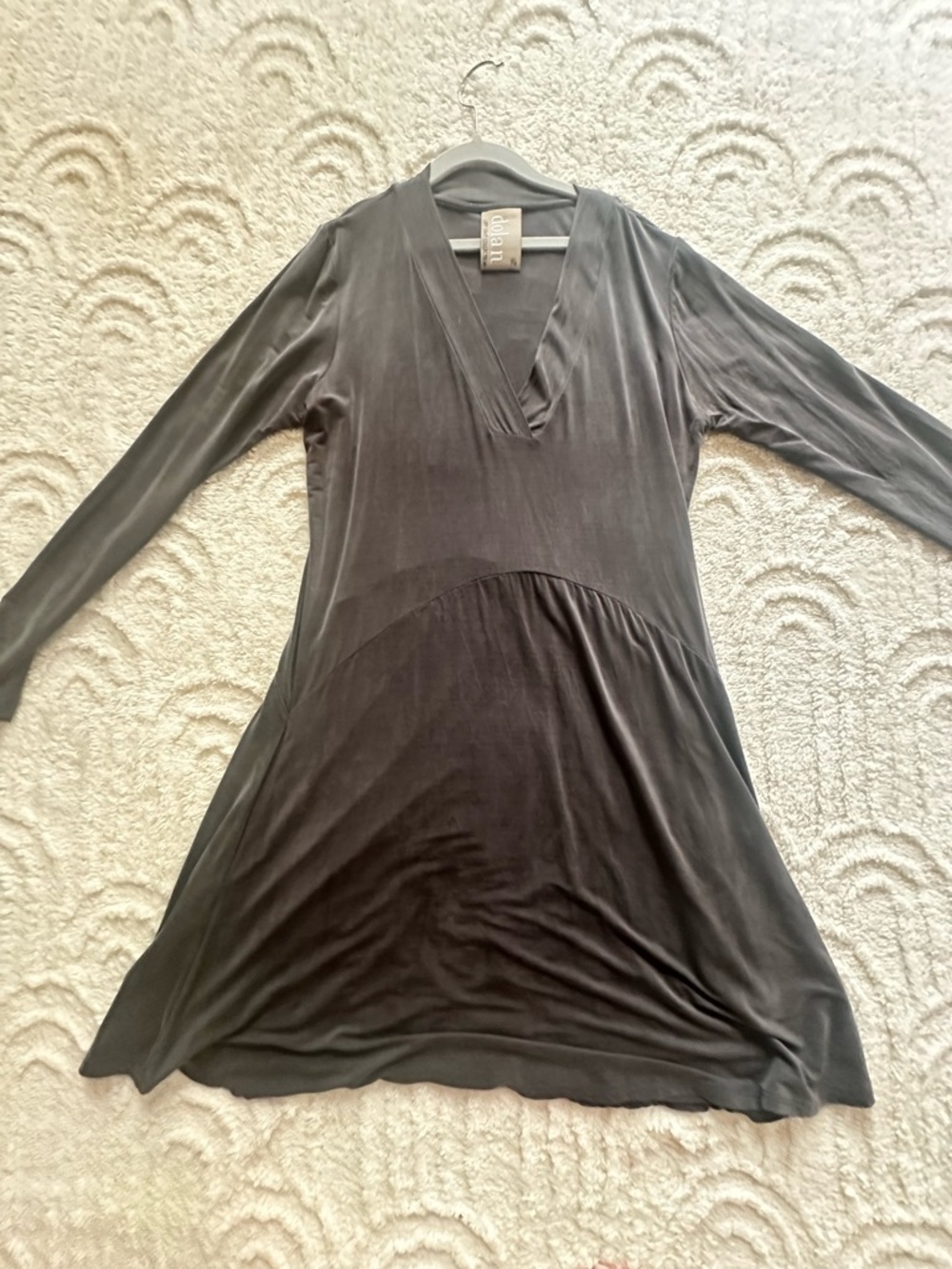 Dolan Soft V-Neck Long Sleeve A-Line Dress - Gray